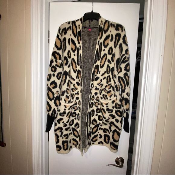 Vince Camuto Womens Cardigan Sweater Size Large leopard cheetah animal print - Picture 10 of 12